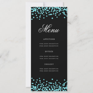 Elegant 70. Geburtstag Menü Aquamarin Confetti Bla Einladung