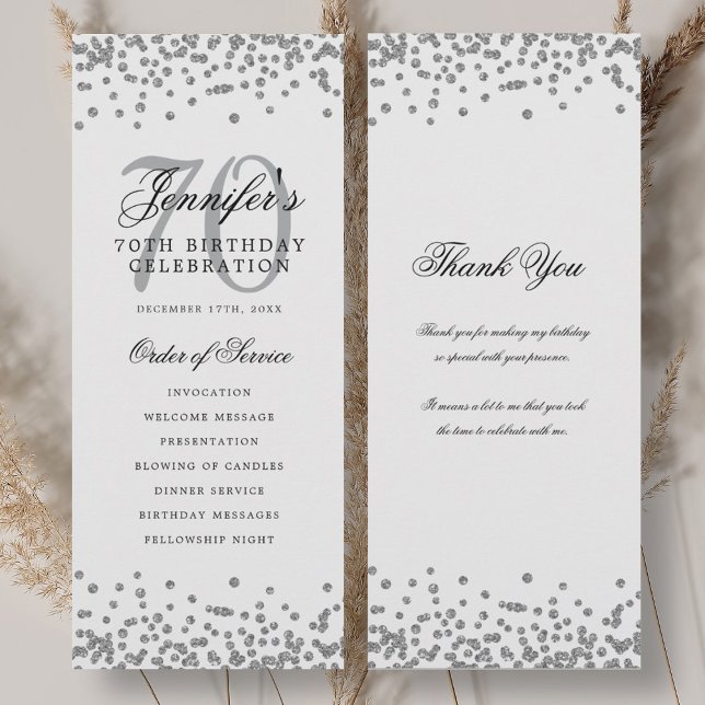 Elegant 70. Geburtstag Programm Danke Silver (Elegant 70th Birthday Program Thank You Silver)