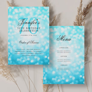 Elegant 70. Geburtstag Programm Turquoise Bokeh Me