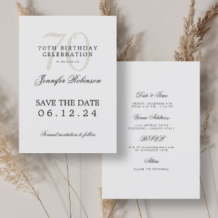 Elegant 70. Geburtstag Save the Date mit Details Einladung