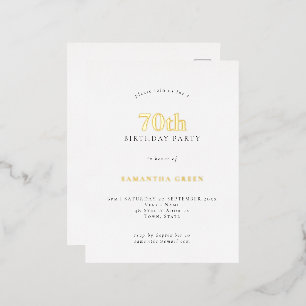 Elegant 70. Geburtstagsparty Luxury Real Folie Einladungspostkarte