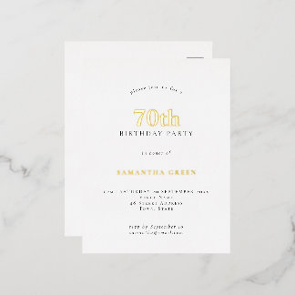 Elegant 70. Geburtstagsparty Luxury Real Folie Einladungspostkarte