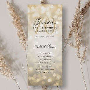 Elegant 70. Geburtstagsparty Programm Gold Bokeh