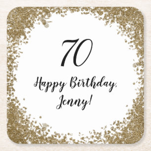 Elegant 70. Meilenstein Geburtstagsparty Black Gol Rechteckiger Pappuntersetzer