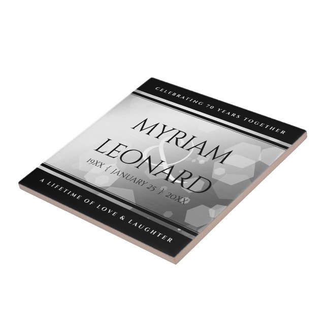 Elegant 70. Platinum Hochzeitstag Fliese (Seite)