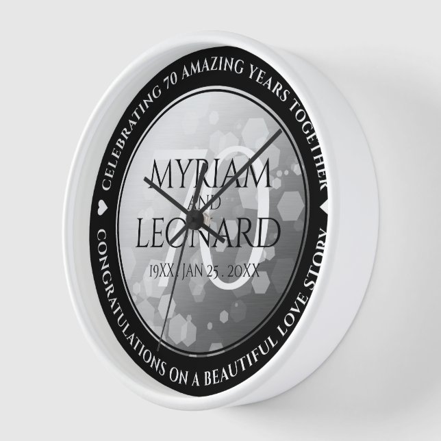 Elegant 70. Platinum Hochzeitstag Uhr (Winkel)