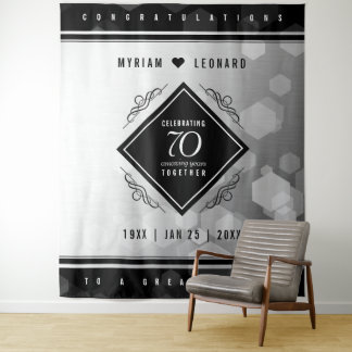 Elegant 70. Platinum Hochzeitstag Wandteppich