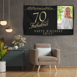 Elegant 70 und fabelhaftes Geburtstags-Foto Black Banner