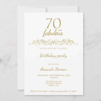 Elegant 70 und fabelhaftes Ornament 70. Geburtstag Einladung