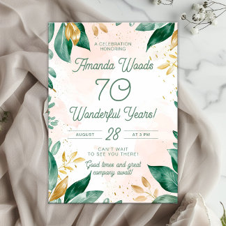 Elegant 70. Verdant Geburtstagsfeier Einladung