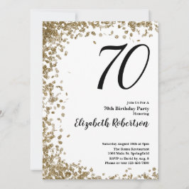 Elegant 70th Birthday Invitation With Gold Sequins Einladung