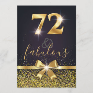 Elegant 72 & Fabulous Gold Glitzer 72. Geburtstag Einladung