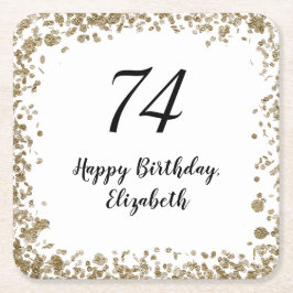 Elegant 74th Birthday Coasters With Gold Sequins Rechteckiger Pappuntersetzer