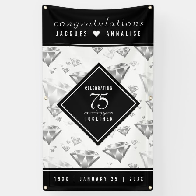 Elegant 75. Diamond Wedding Jubiläum Banner (Vertikal)