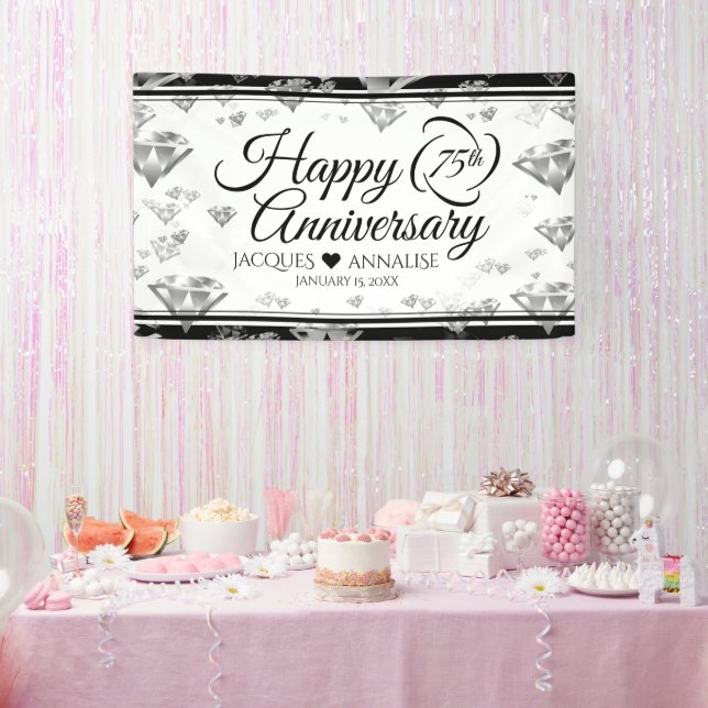 Elegant 75. Diamond Wedding Jubiläum Banner (Party)