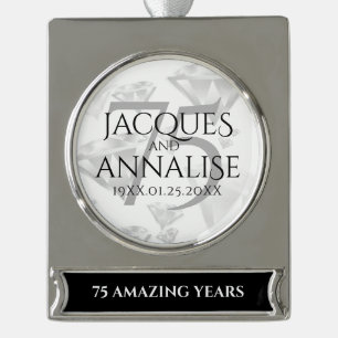 Elegant 75. Diamond Wedding Jubiläum Banner-Ornament Silber