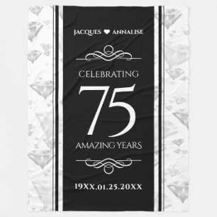 Elegant 75. Diamond Wedding Jubiläum Fleecedecke