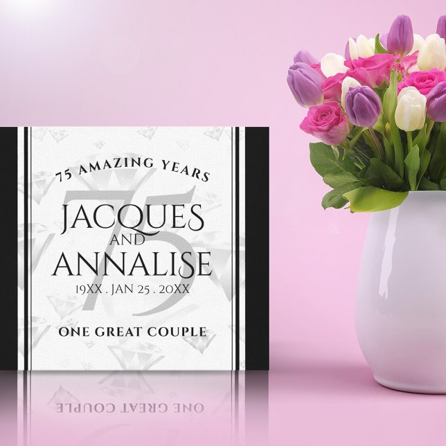 Elegant 75. Diamond Wedding Jubiläum Leinwanddruck (75th Diamond Wedding Anniversary Canvas Print Cover Photo.)