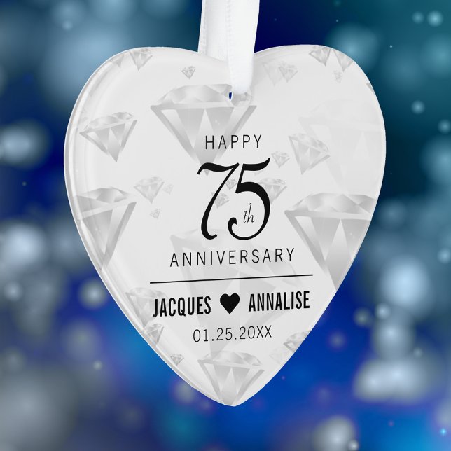 Elegant 75. Diamond Wedding Jubiläum Ornament (Elegant 75th Diamond Wedding Anniversary Acrylic Ornament Cover Photo.)