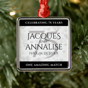 Elegant 75. Diamond Wedding Jubiläum Ornament Aus Metall