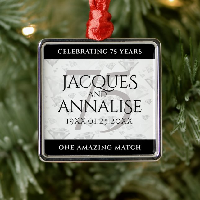Elegant 75. Diamond Wedding Jubiläum Ornament Aus Metall (Baum)