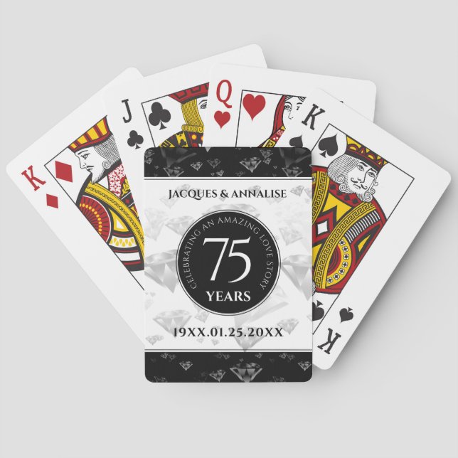 Elegant 75. Diamond Wedding Jubiläum Spielkarten (Rückseite)