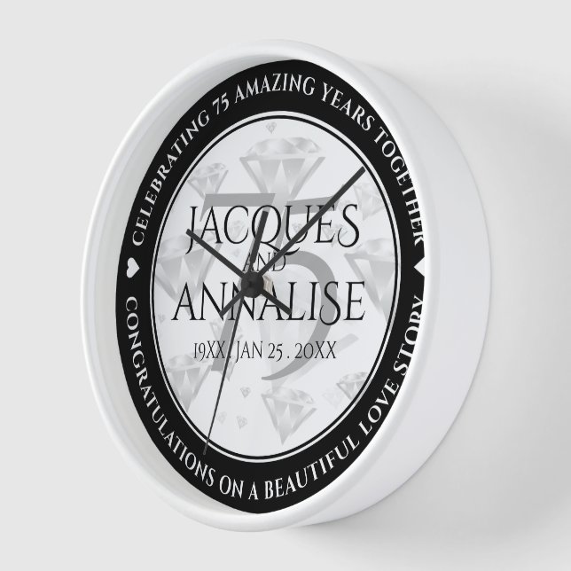 Elegant 75. Diamond Wedding Jubiläum Uhr (Winkel)