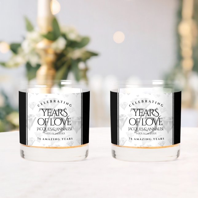 Elegant 75. Diamond Wedding Jubiläum Whiskyglas (Insitu (Hochzeit))