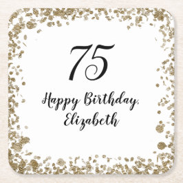 Elegant 75th Birthday Gold Sequin Birthday Party Rechteckiger Pappuntersetzer