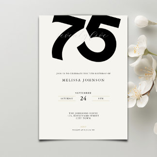 Elegant 75th Birthday Invitation - Minimal Style Einladung