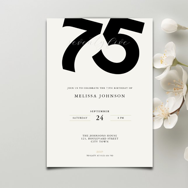 Elegant 75th Birthday Invitation - Minimal Style Einladung (Von Creator hochgeladen)