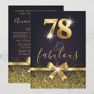 Elegant 78 & Fabulous Gold Glitzer 78. Geburtstag Einladung