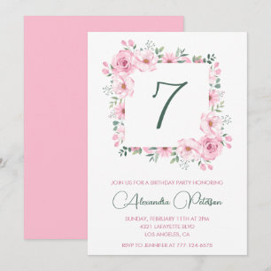Elegant 7. Geburtstag Einladungen Floral Pink