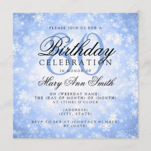 Elegant 80. Geburtstag Blue Winter Wonderland Einladung