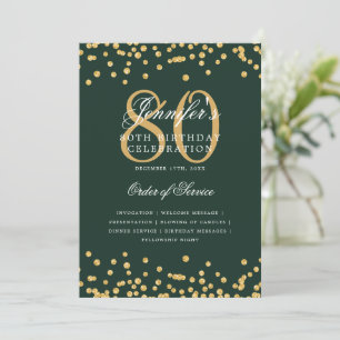 Elegant 80. Geburtstag Programm Menü Gold Green
