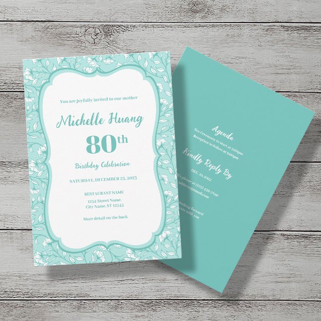 Elegant 80. Geburtstagsfeier Einladung (Von Creator hochgeladen)