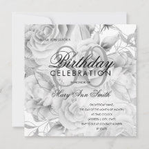 Elegant 80. Geburtstagsparty Floral Silver White