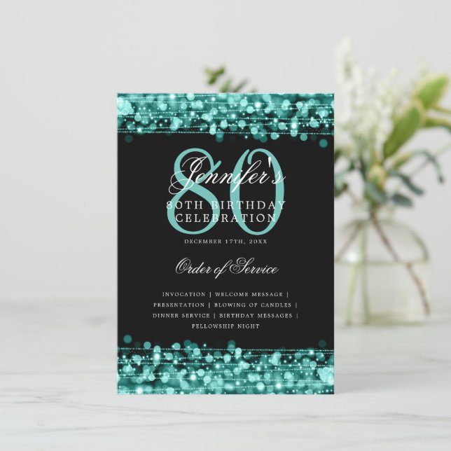 Elegant 80. Geburtstagsparty Programm Türkisches M (Stehend Vorderseite)