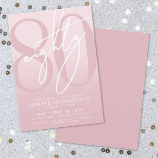 Elegant 80 Pink 80. Geburtstagsparty Einladung