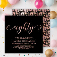 Elegant 80 Rose Gold Script 80. Geburtstag