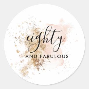 Elegant 80 und fabelhaft, Frau 80. Geburtstag Runder Aufkleber