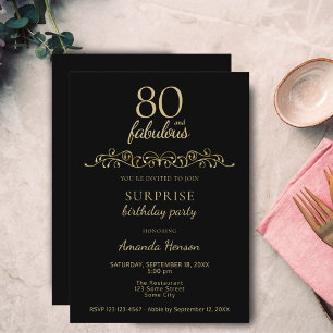 Elegant 80 und Fabelhaft Ornament 80. Geburtstag Einladung