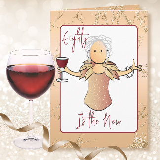 Elegant 80 und fabelhafte Cartoon Rose Gold Geburt Karte