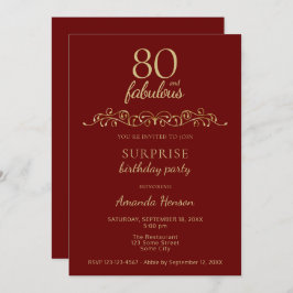 Elegant 80 und fabelhaftes Ornament 80. Geburtstag Einladung