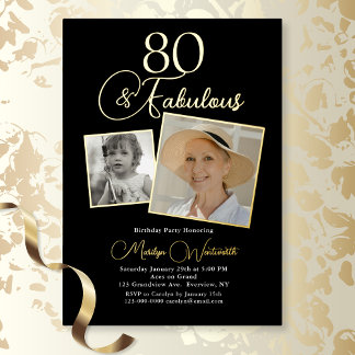 Elegant 80th Birthday Script Photo Folieneinladung
