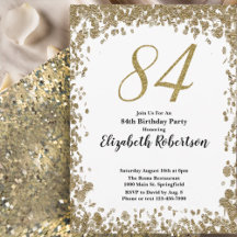 Elegant 84th Birthday Invitation For Her in Gold