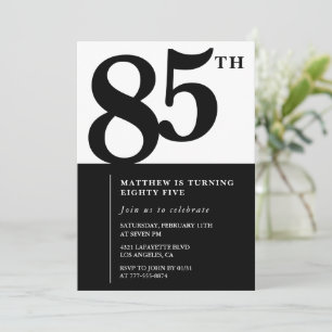 Elegant 85. Geburtstag Einladung Black Chic Modern