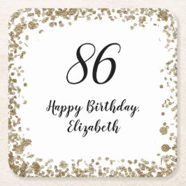 Elegant 86th Birthday Coasters With Gold Sequins Rechteckiger Pappuntersetzer
