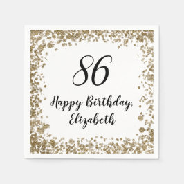 Elegant 86th Birthday Napkins With Gold Sequins Serviette