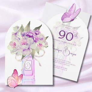Elegant 90. Geburtstag Floral Bouquet Wasserfarbe Einladung